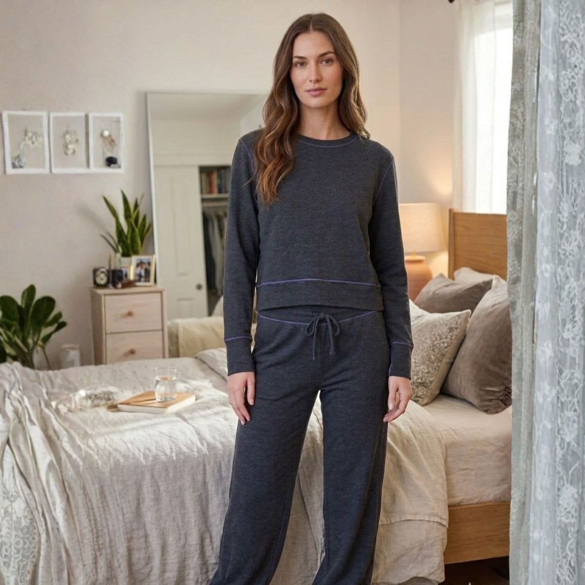 Loungewear Set Margot Blueberry / Charcoal, foto 2 de 4