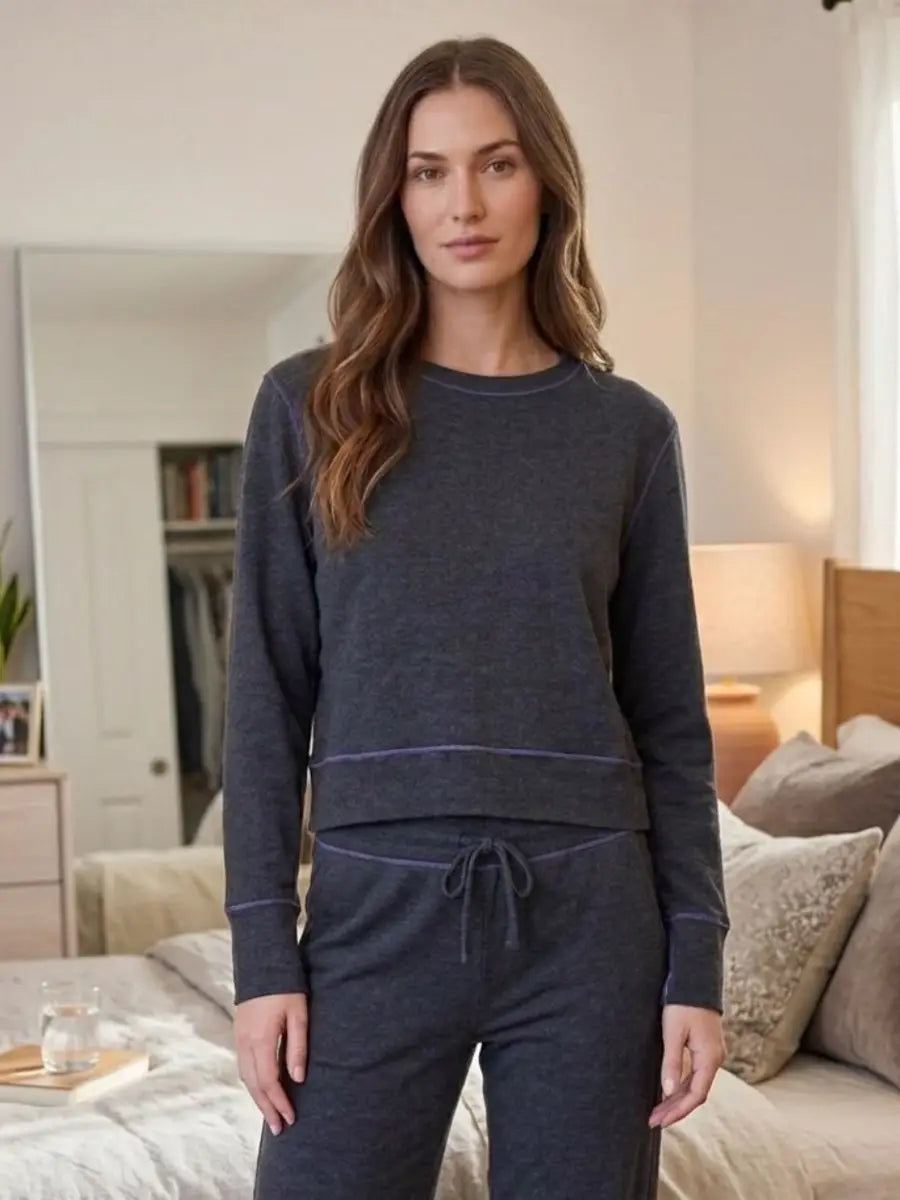 LOUNGEWEAR SET MARGOT BLUEBERRY/CHARCOAL